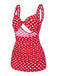 [US Warehouse] Red 1940s Polka Dot Strap One-Piece Swimsuit