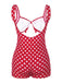 [US Warehouse] Red 1940s Polka Dot Strap One-Piece Swimsuit