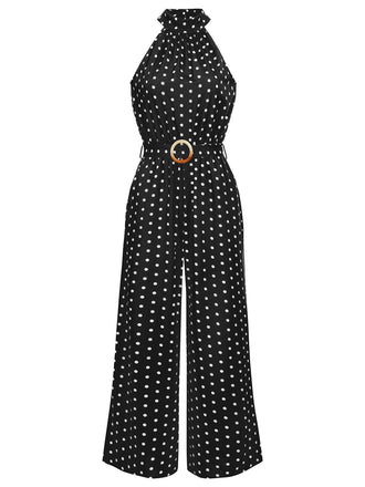 1950s Polka Dot Belt Jumpsuit