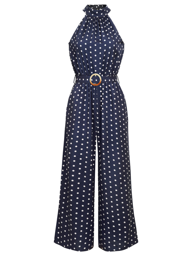 1950s Polka Dot Belt Jumpsuit