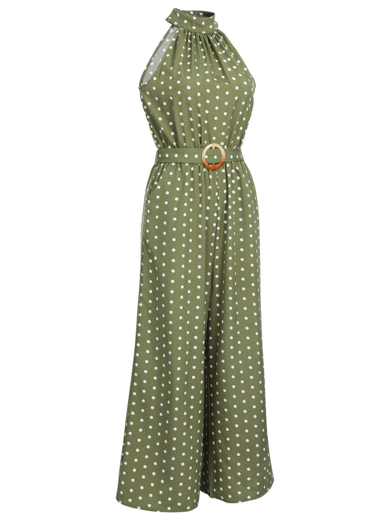 1950s Polka Dot Belt Jumpsuit
