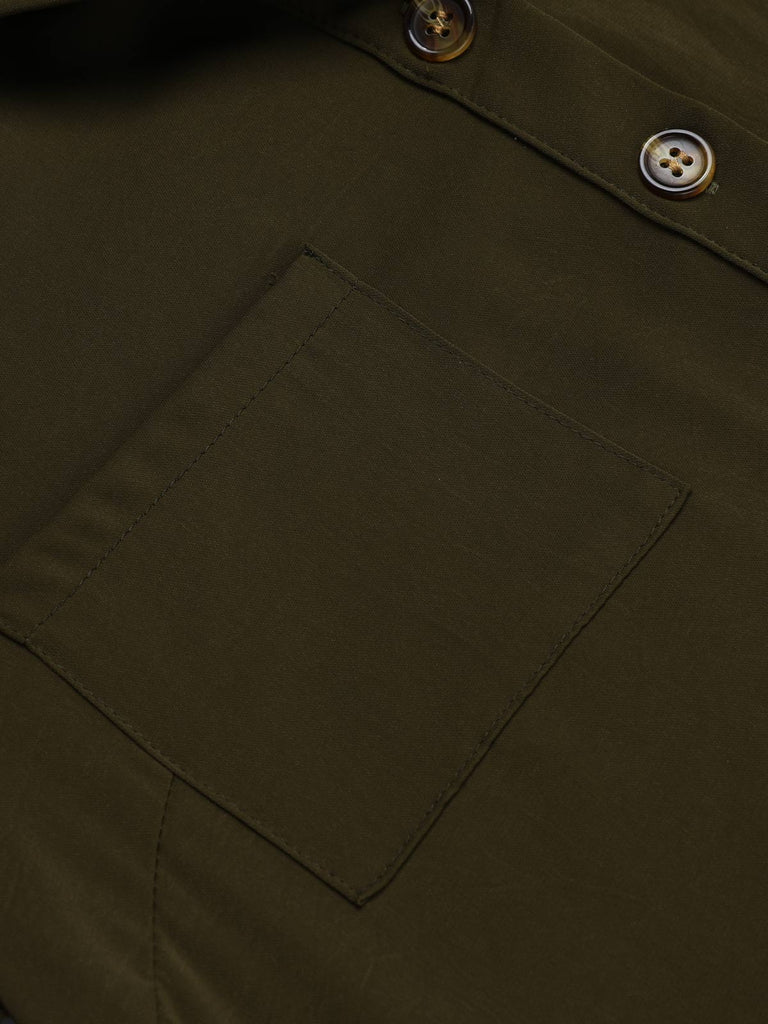 Army Green 1950s Solid Lace-up Romper
