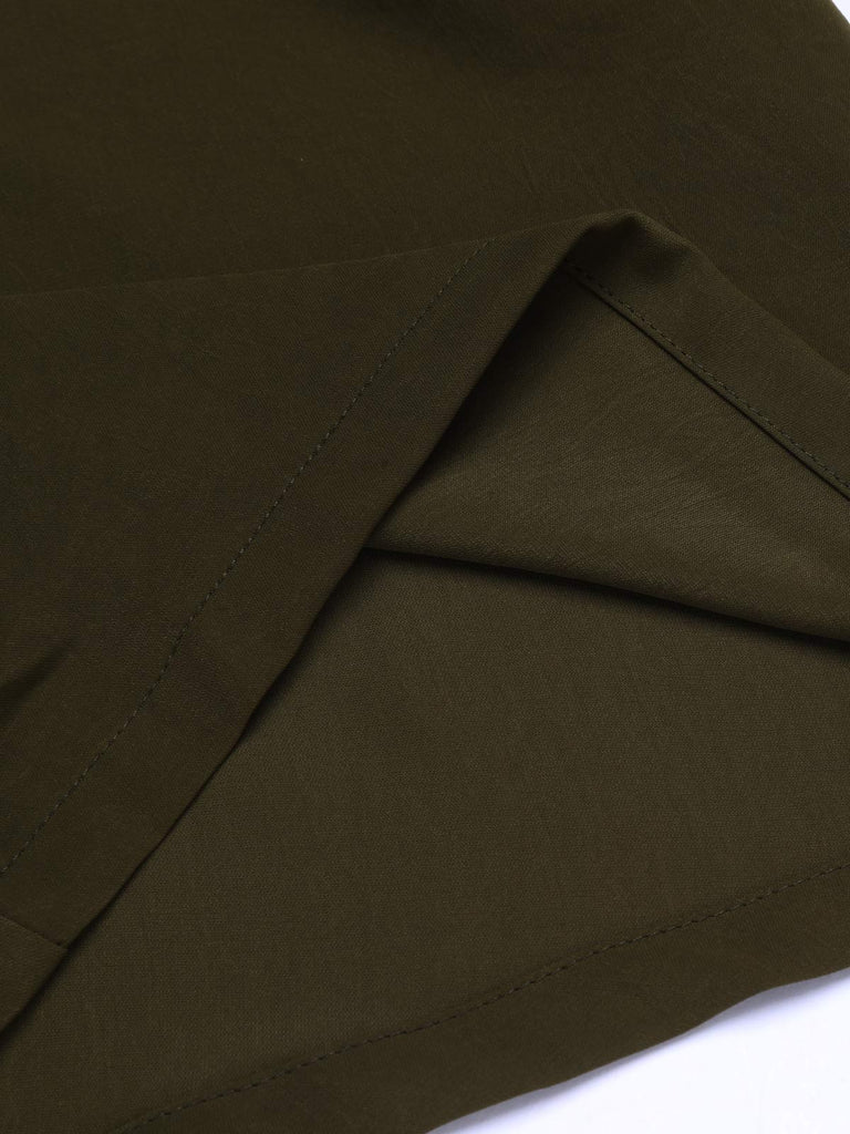 Army Green 1950s Solid Lace-up Romper
