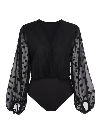 1950s Lace Lantern Sleeve Bodysuit