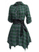 1950s 3/4 Sleeve Plaid Belt Long Tops