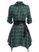 1950s 3/4 Sleeve Plaid Belt Long Tops