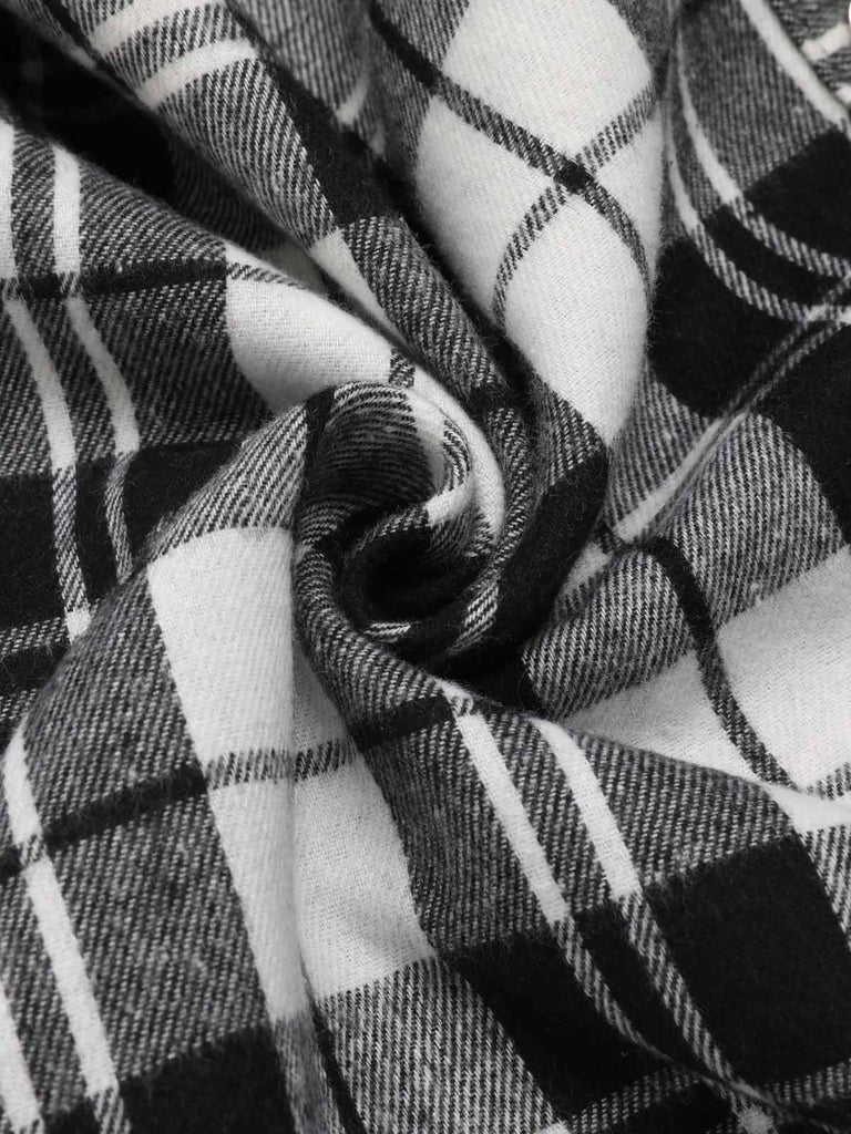 1950s 3/4 Sleeve Plaid Belt Long Tops