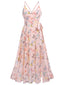 Light Pink Butterfly Strap Lace-up Vintage Dress