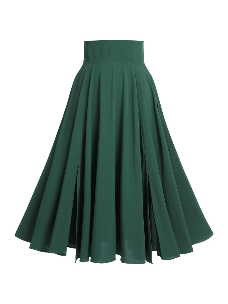 Green 1950s Solid Vintage Skirt