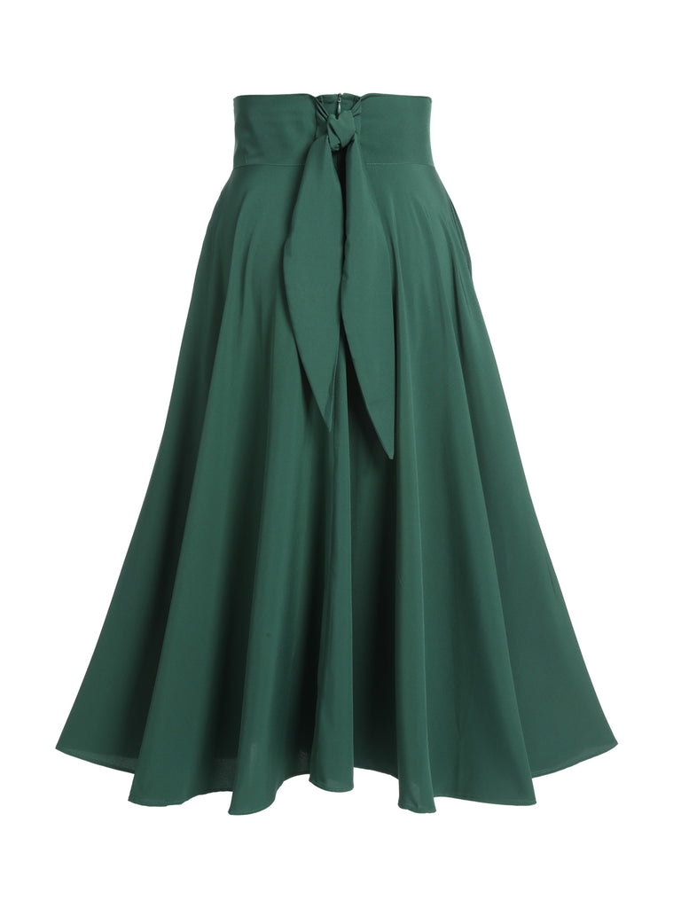 Green 1950s Solid Vintage Skirt