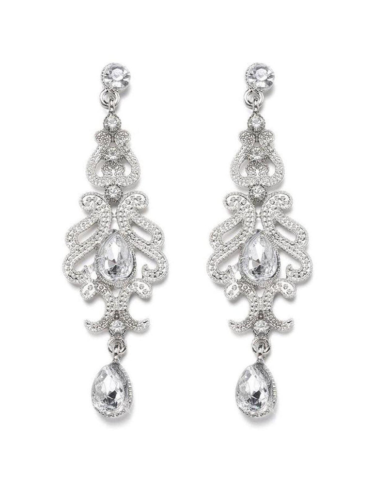 Silver 1920s Bridal Earrings