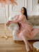 Pink 1950s Star Sequin Lace Swing Dress