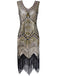 [US Warehouse] Champagne 1920s Sequined Flapper Dress & 6PCS Acccessories