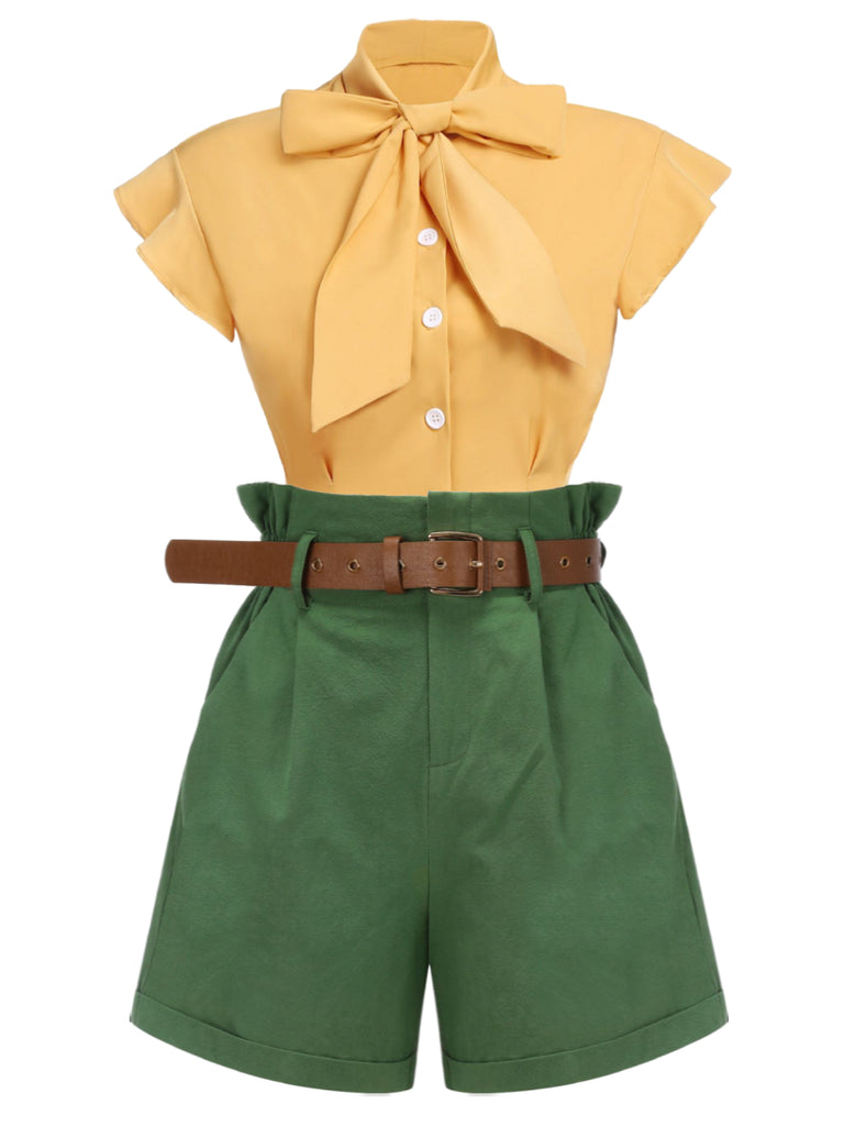 | Retro 1960s Green Vintage Dark Shorts Stage Solid