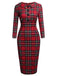 Red 1960s Plaids Bodycon Dress