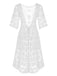 White 1960s Lace V-neck Wrap Cover-up