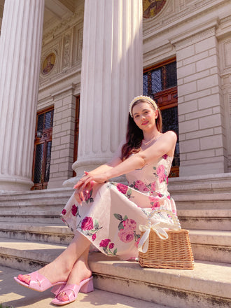 Pink 1950s Rose Floral Swing Dress