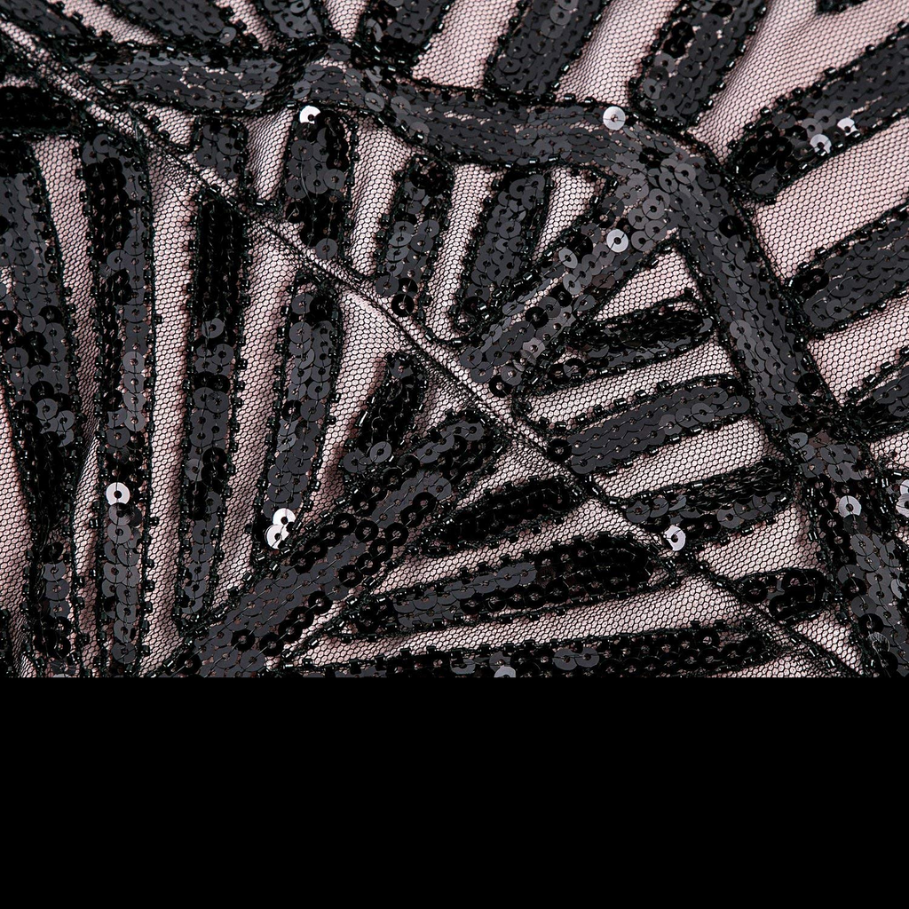 1920s Sequin Art Deco Maxi Dress