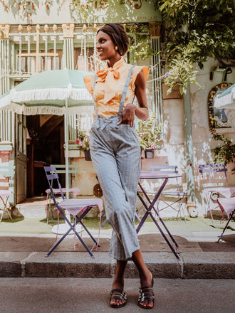 2PCS 1950s Blouse Top & Suspender Pants