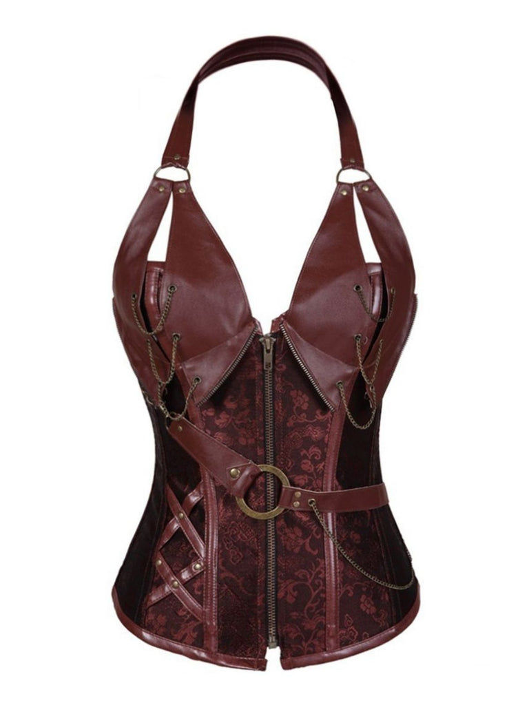 Steampunk Halter Leather Gothic Corset