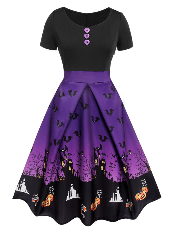 Black 1950s Halloween Button Dress – Retro Stage - Chic Vintage Dresses ...