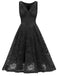 1950s Floral Lace Solid Swing Dress