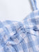 Blue 1950s Spaghetti Strap Plaid Dress