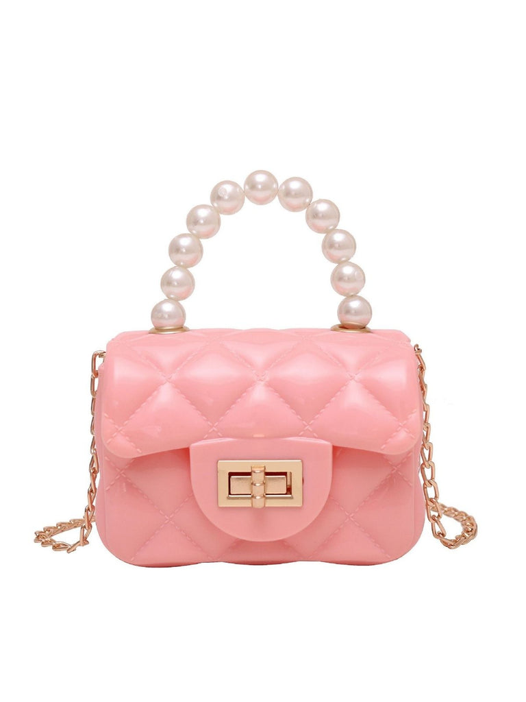 pink chanel pearl bag strap