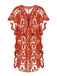 Red 1960s Embroidery Hollow Wrap Cover-up