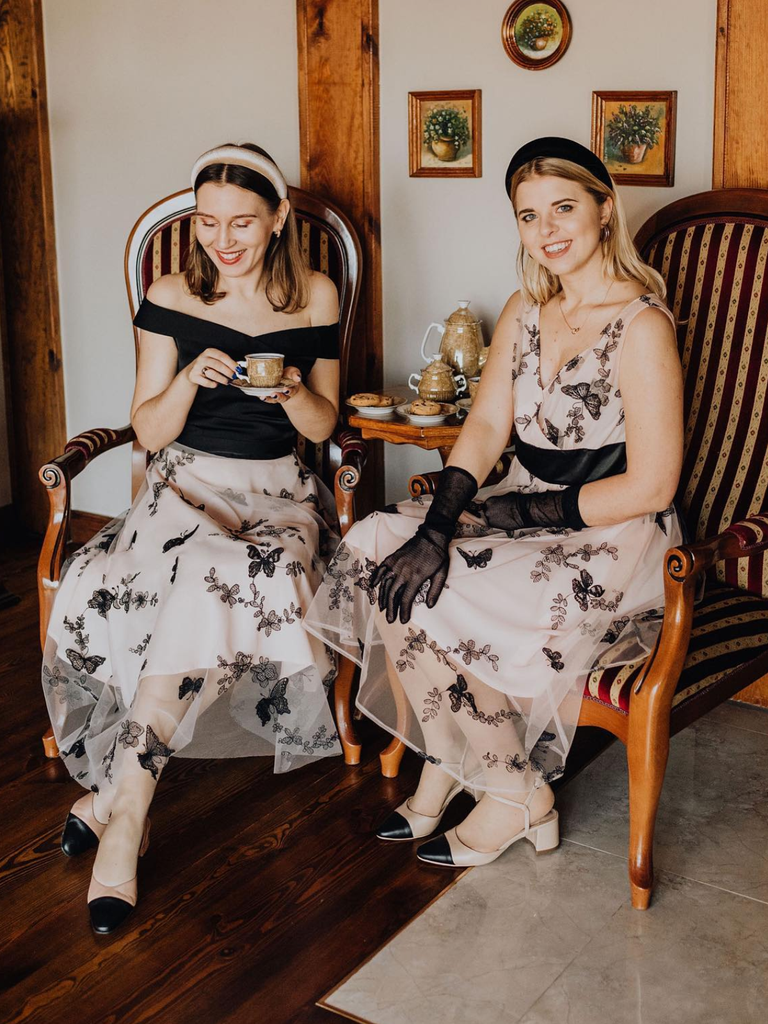 1950s Off-shoulder Lace Butterfly Swing Dress