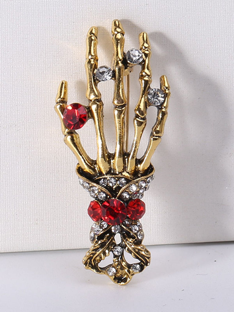 Retro Halloween Skeleton Hand Brooch