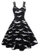 Black 1950s Bat Cape Swing Dress