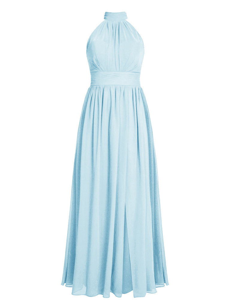 1950s Chiffon Sleeveless Solid Vintage Dress