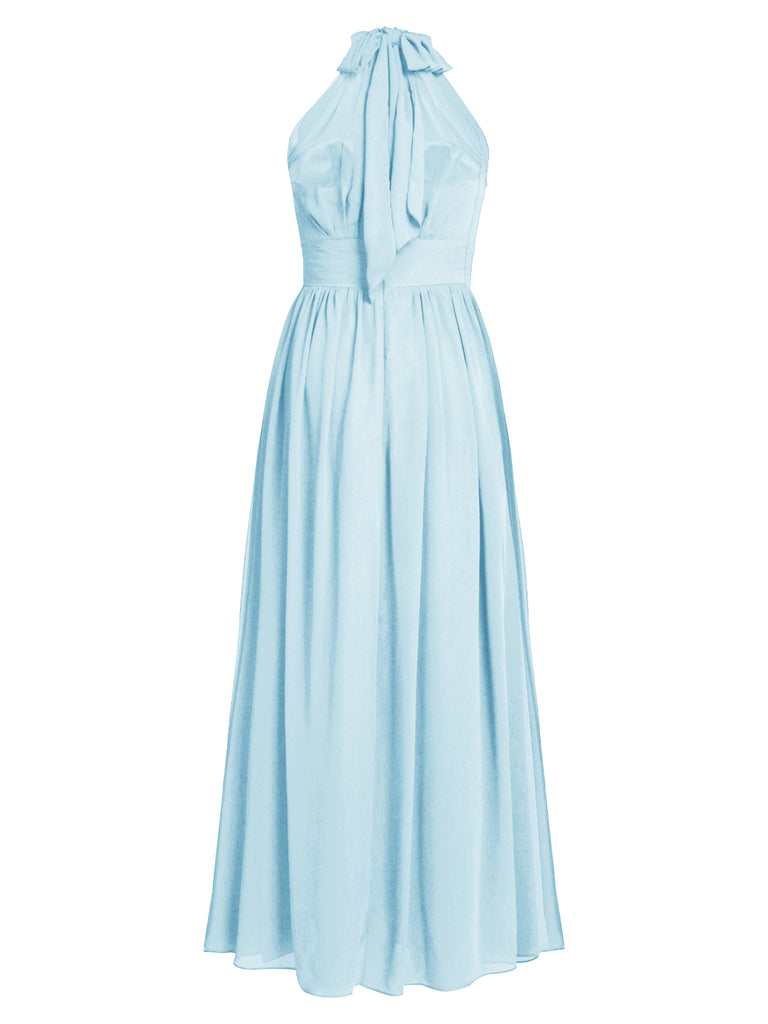 1950s Chiffon Sleeveless Solid Vintage Dress