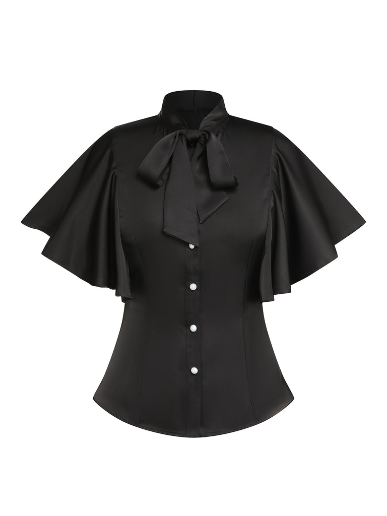2PCS 1950s Black Solid Blouse & Suspender Skirt — vintage elegance for the modern woman