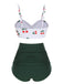 2PCS 1950s Cherry Spaghetti Strap Bikini Set - vintage fashion, retro style