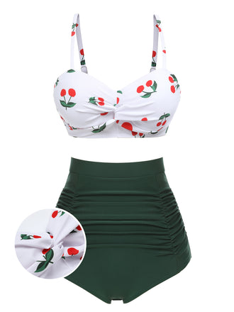 2PCS 1950s Cherry Spaghetti Strap Bikini Set: timeless style reimagined