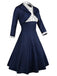 2PCS Navy 1950s Polka Dot Swing Dress, classic 1950s style elegant retro fashion - Image 3