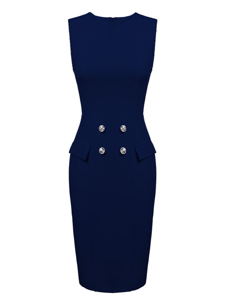 2PCS 1960s Button Work Pencil Dress: timeless style reimagined