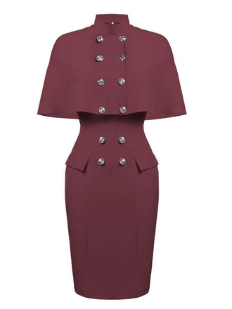 2PCS 1960s Button Work Pencil Dress: timeless style reimagined