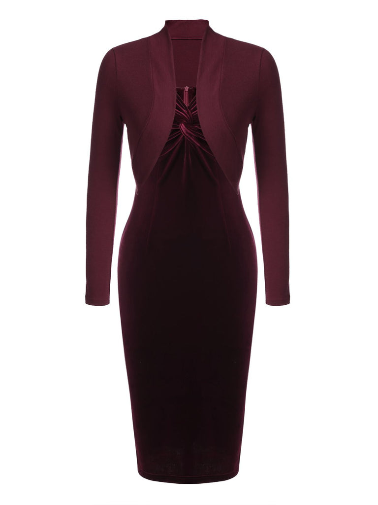 2PCS 1960s Velvet Bodycon Dress | 1960s | vintage dress, retro fashion