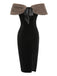 2PCS Black 1960s Solid Dress & Plush Cape — vintage elegance for the modern woman