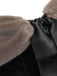 2PCS Black 1960s Solid Dress & Plush Cape: timeless style reimagined