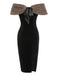 2PCS Black 1960s Solid Dress & Plush Cape, vintage dress, retro fashion - perfect for women who love vintage and retro fashion
