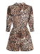 2PCS Leopard Lapel Romper & Khaki Skirt — vintage elegance for the modern woman