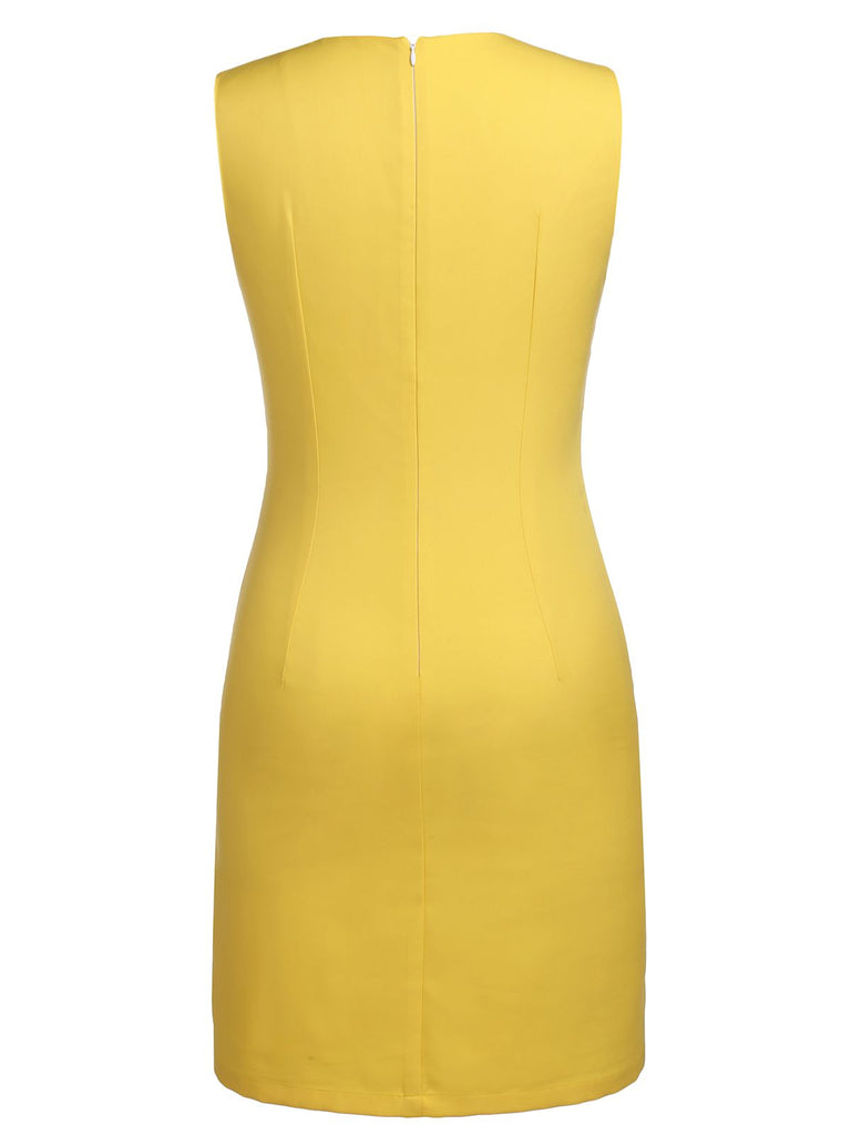 Yellow 1960s Bow Pencil Dress