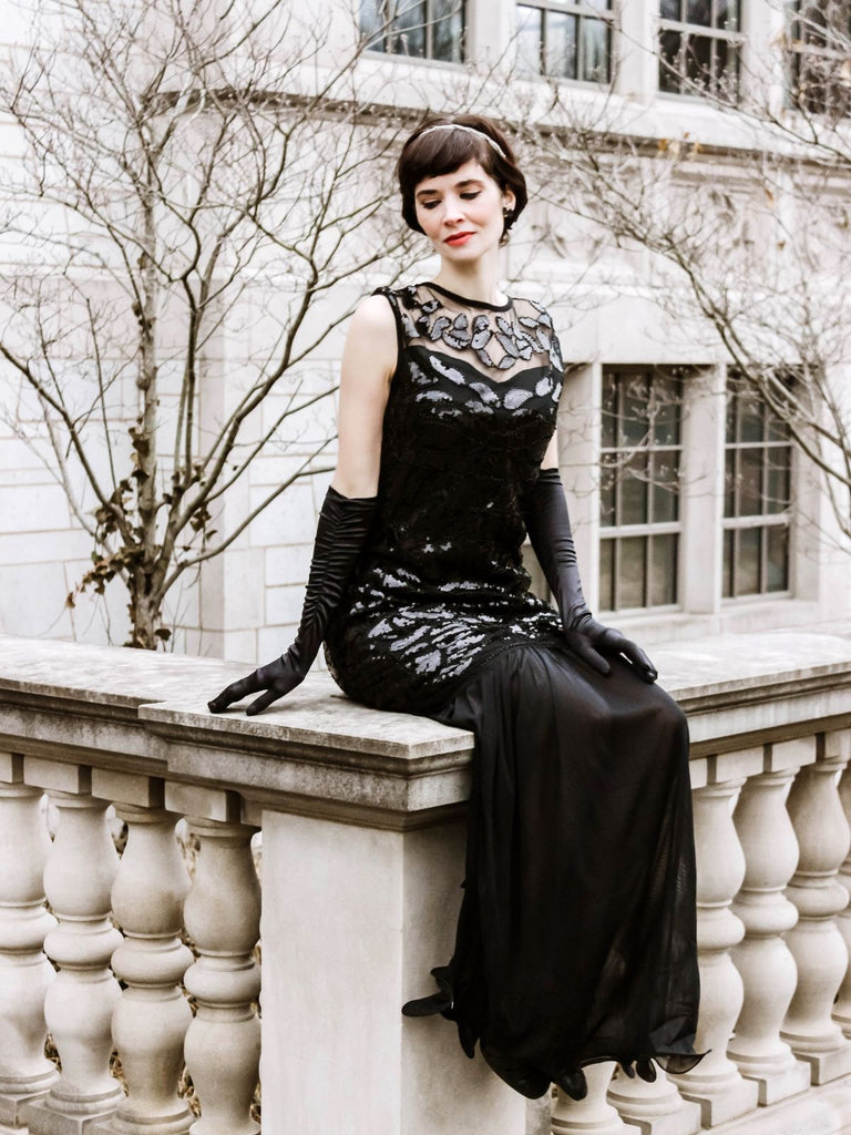 [US Warehouse] Black 1920s Sequin Maxi Flapper Dress
