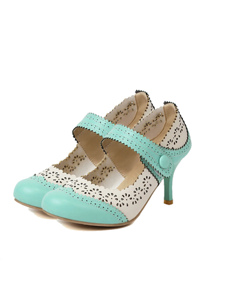 Retro Hollow Out Ankle Strap High Heels Shoes