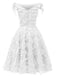 1950s Off-shoulder Tassel Feather Solid Dress