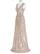 Solid V-neck Sequins Maxi Dress